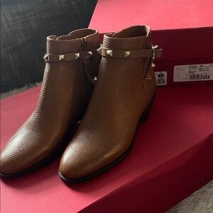 Valentino Garavani Tan Studded Ankle Boots